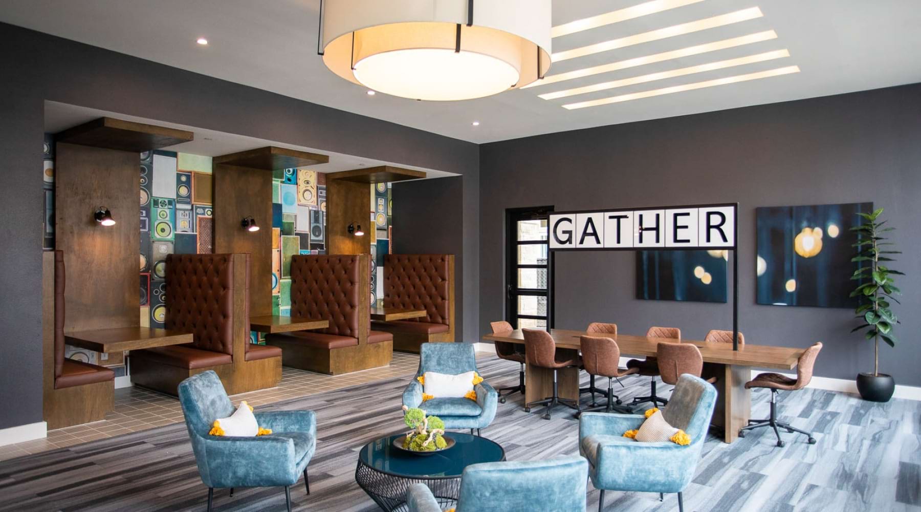 clubhouse with study pods at broadstone north ridge in round rock, tx